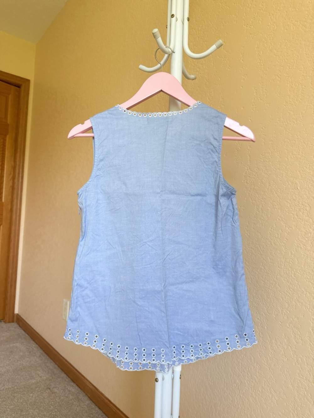 J. Crew Light Blue Eyelet Embroidered Sleeveless Cotton Camisole Size 0P - Picture 6 of 7